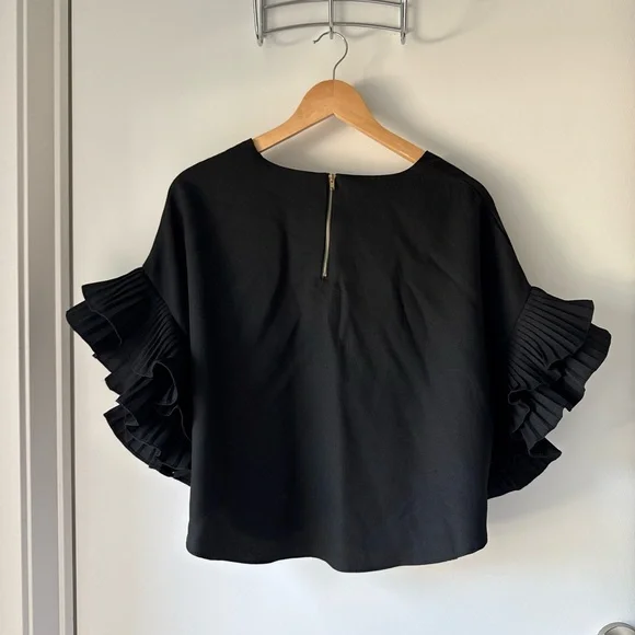 Elegant Black Ruffle Sleeve Top - Picture 2 of 2